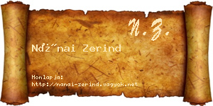 Nánai Zerind névjegykártya